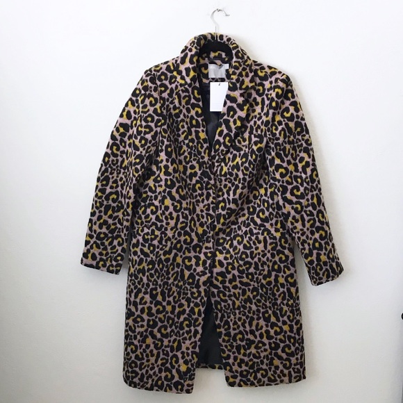 asos pink leopard coat